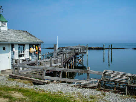 fisherman's house on lake in Cape Breton Novia Scotla canadaの写真素材