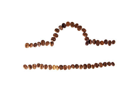 zodiac sign libra from coffee beans on the white backgroundの写真素材