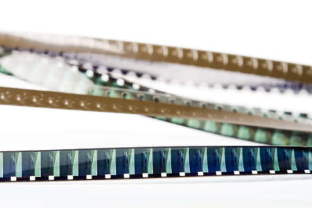 color and black white film strips on the white backgroundの写真素材