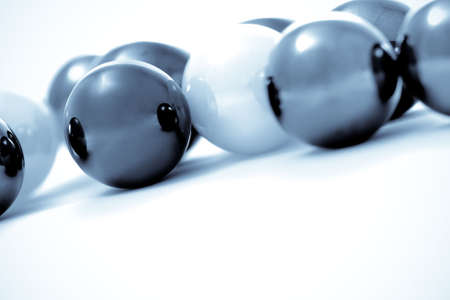 concept background with balls, blue toned, copy space for the textの写真素材