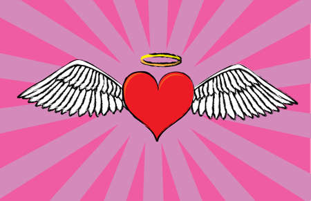 angel valentine's heart, grunge style vectorのイラスト素材