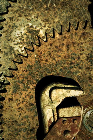 grunge rusty background with spanner