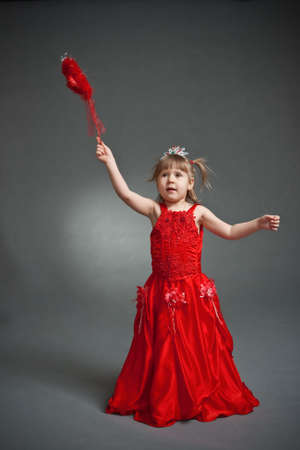 little princess in red dressの写真素材