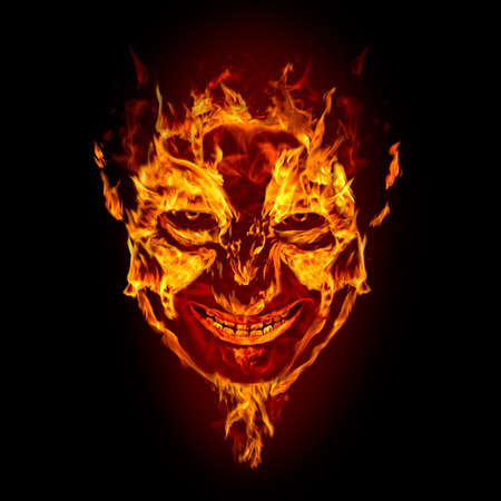 fire devil face on black background