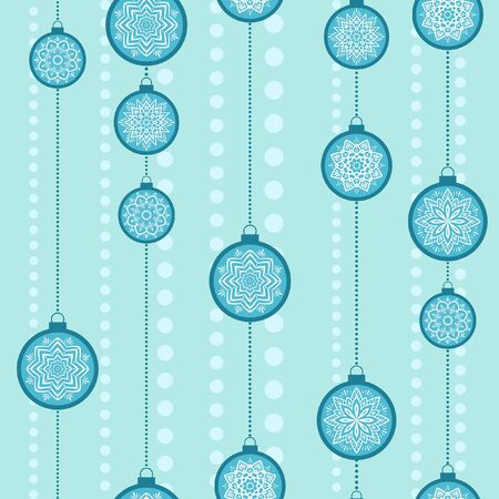 Christmas vector pattern. Seamless pattern with blue Christmas balls on light blue background.のイラスト素材