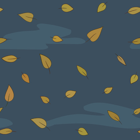 Autumn seamless vector pattern. Seamless vector background texture with falling leaves.のイラスト素材