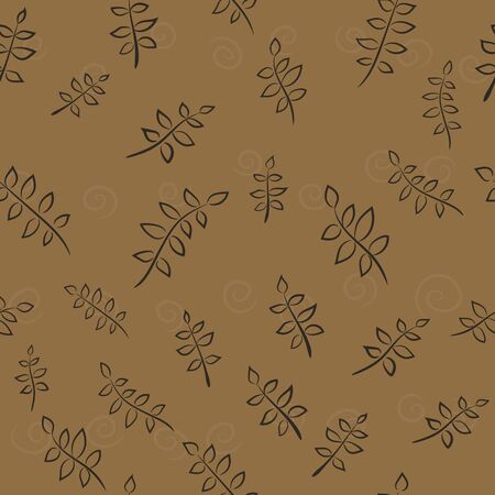 Seamless brown floral vector pattern. Seamless background vector texture with plants.のイラスト素材