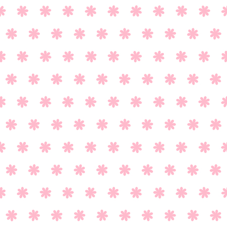 Flower seamless vector pattern. Pink and white background with simple flowers.のイラスト素材
