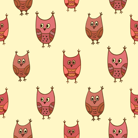 Seamless owls vector pattern. Seamless background texture with hand drawn owls.のイラスト素材