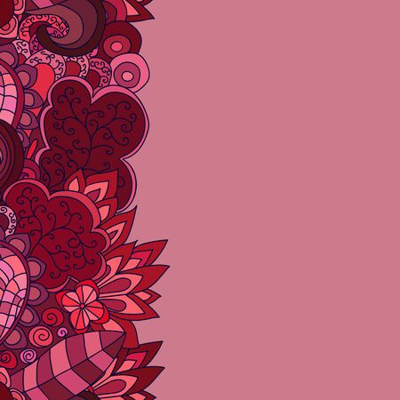 Vector floral background. Side borderwith leaves and flowers.のイラスト素材