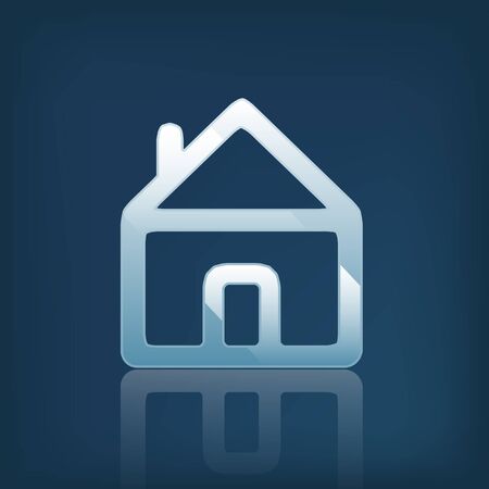 Minimalistic house icon. White and blue house symbol.のイラスト素材