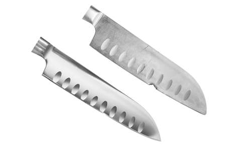 Blade knife with a deformable cutting edge and a restored cutting edge, after sharpening and polishing.の写真素材