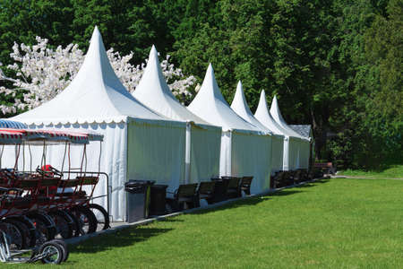 Park area with bike rental and tentsの写真素材