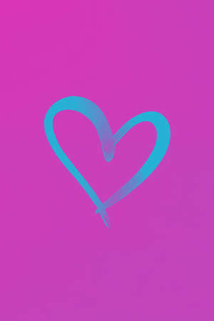 View of a blue heart on purpleの写真素材