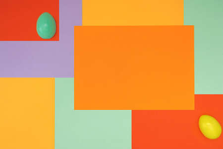 Bright background with a non-symmetrical geometric pattern in trendy colors with a composition of...