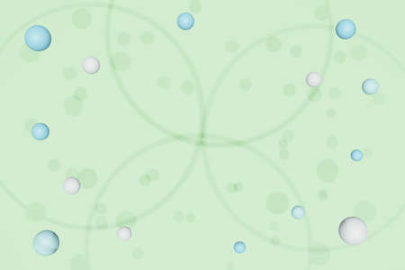 3D rendering. Abstract geometric modern background in blue color with flying spheres and rings. Minimalistic layoutの写真素材