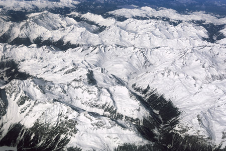 Top view of the snow-capped mountains. Alpsの写真素材