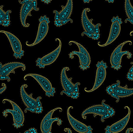 seamless paisley Indian pattern with black colorの写真素材
