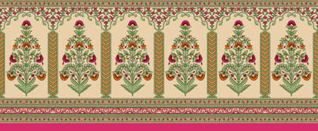 indian mughal flower borderの写真素材