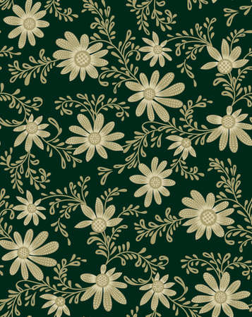 seamless antique flower leaf pattern designの写真素材
