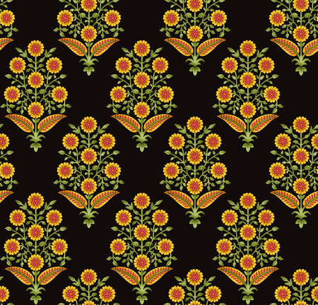 seamless Indian mughal flower motif backgroundの写真素材