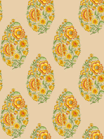 seamless Indian mughal flower motif backgroundの写真素材