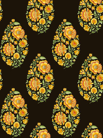 seamless Indian mughal flower motif backgroundの写真素材