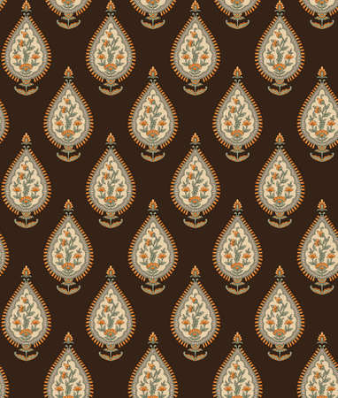 seamless Indian mughal flower motif background