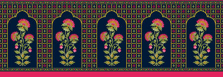 indian mughal flower border backgroundの写真素材