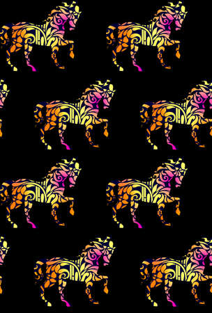 seamless Indian horse motif backgroundの写真素材