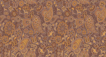 seamless traditional paisley floral backgroundの写真素材