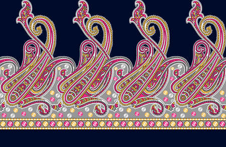 Indian traditional paisley motif background borderの写真素材