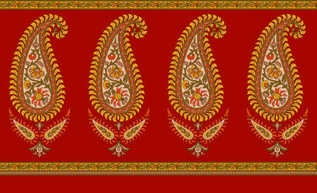 paisley colorful traditional border design backgroundの写真素材