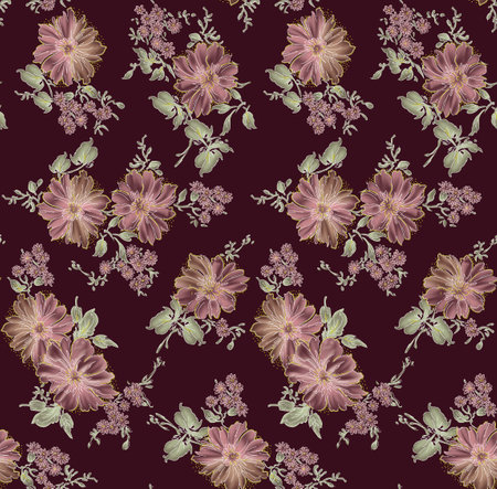 colorful flower design with digital backgroundの写真素材