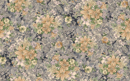 seamless watercolor flower design with digital texture