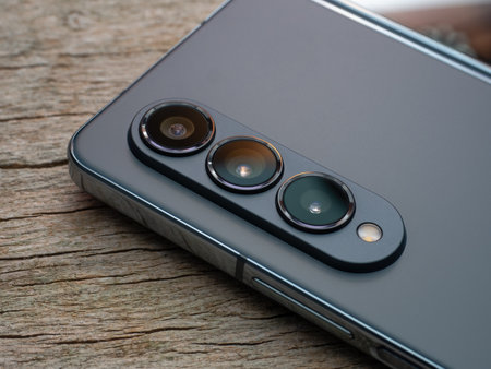 Galati, Romania - November, 17 2022: Samsung launches Galaxy Z Fold4, the forth generation of a foldable smartphone with triple camera on the backのeditorial素材