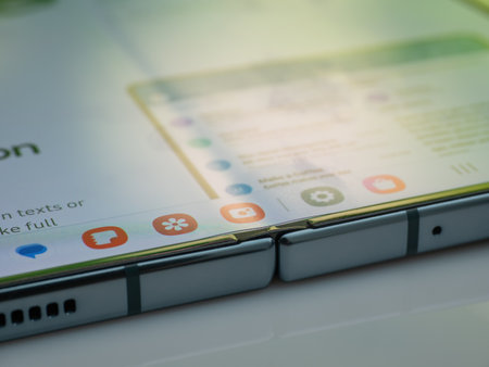 Galati, Romania - November, 17 2022: Samsung launches Galaxy Z Fold4 with under display camera, the forth generation of a foldable smartphoneのeditorial素材