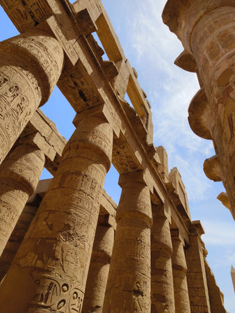 Great Hypostyle Hall and clouds at the Temples of Karnak (ancient Thebes). Luxor, Egypt
