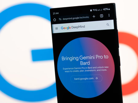 Galati, Romania - December 6, 2023: Webpage of Google DeepMind Gemini era. The new generation of AI from Google integrated into Bard, presented on the official website.のeditorial素材