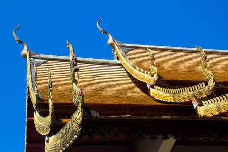 Northern Thai style temple roofの写真素材