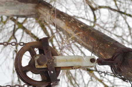 Wheel for well water close upの写真素材