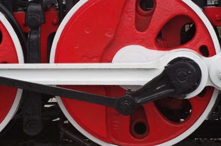 Close up of wheels of steam locomotivesの写真素材