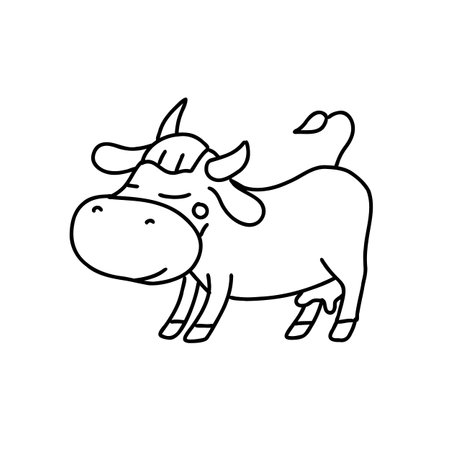 Cute cow vector illustration. Animal doodle icon isolatedのイラスト素材
