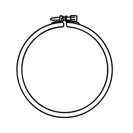 Embroidery Hoop Vector illustration on a white background. Hand drawn outline Doodle Icon. Perfect for Manual stitching and Needlework Crafting and Sewing Hobby projects. Frame for web, mobile and infographics.のイラスト素材
