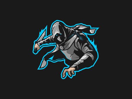 Assassin holding dagger mascot logo design for esport and sport teamのイラスト素材