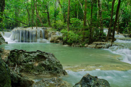 Erawan Waterfall in  Thailandの写真素材