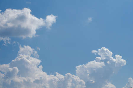 blue sky have cloud in winter season ,thai land ,have feeling happy , and sihouette styleの写真素材