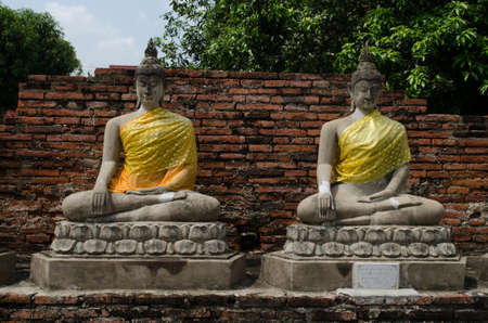 Wat Yai Chai Mongkol obviously is one of the major temples in the Ayutthaya area . and features a large Stupa, built after King Naresuan's Victoryの写真素材
