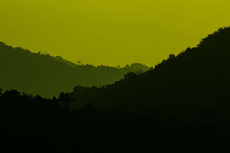 view of forest in thailand and  sky is many colour at sunset .の写真素材