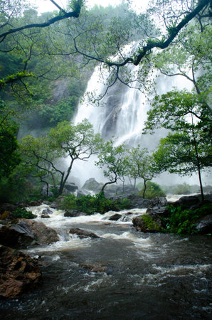 In rain season. Thailand had strong rainny in the forest . Then river had many water to waterfall.の写真素材
